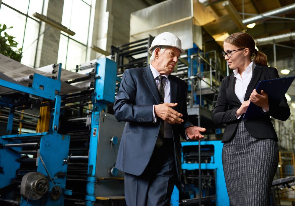 Giving Tour of Modern Factory